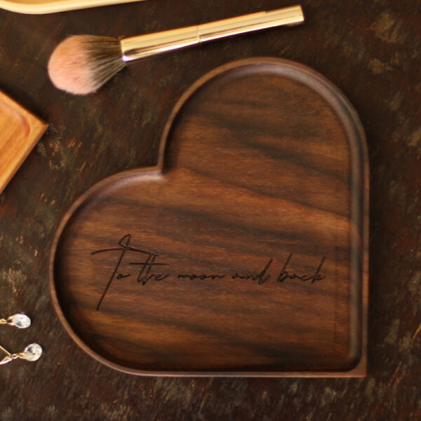 Heart-Shaped Wooden Valet Tray, To the Moon and Back - Image 3